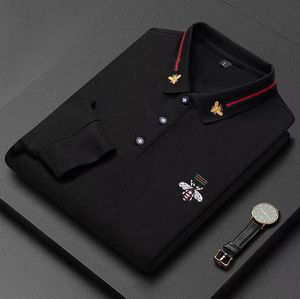 Nouveaux Polos pour hommes chemise à manches longues mode abeille broderie luxe GGity lettre marque chemises de créateur décontracté bas T-Shirt