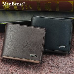 Nuevas carteras de cuero PU para hombre, tarjetero de negocios, carteras cortas de piel de vaca auténtica de primera calidad para hombre, monedero de lujo