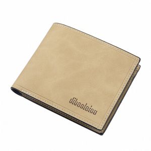 Nieuwe heren retro nubuck lederen portemonnee mannen multi functi id creditcardhouder slanke portemonnee tweevoudige horizertal mey clip 03HC#