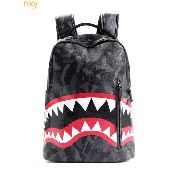 Nouveaux hommes motif de requin haute capacité sac à dos à carreaux collège étudiant tendance loisirs voyage sac à dos lot sacs à dos de sport en plein air 230423