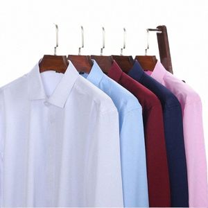 Nouvelle chemise pour hommes manches LG fibre de bambou de haute qualité n-iring formel busin décontracté couleur unie mince printemps été Z21k #