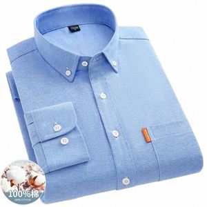 Chemise à manches LG pour hommes, nouvelle collection printemps/été 100% coton Oxford tissé n-iring anti-rides, couleur unie, busin loisirs qualité f2s7 #