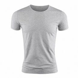 Nouveau T-shirt à manches courtes pour hommes Basic Plain Casual Gym Muscle Crew T-shirts Slim Fit Tops Tee Summer Man Vêtements 47yN #