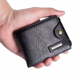 Nouveau petit portefeuille pour hommes Vintage Multifuncti bourse avec poche à monnaie Mini marque mâle PU carte en cuir Mey sac x2ho #