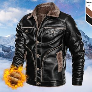 Heren Suede Fur Coat Winter Rapel Fashion Vintage Motorfiets Jacket Men Casual Warm Dikke Fleece Winddichte Outerwear 201127