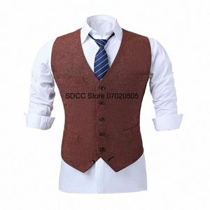 Nieuwe Mannen Pak Vest Steampunk Single Breasted Sleevel Herringbe Jas Busin Party Bruiloft Vest V4vB #