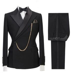 Nieuwe herenpakken Blazers passen 2 -delige één knop Rapel Bruidegom bruiloft Tuxedo Man Fashion Blazerpants 230630