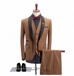 Nieuwe Heren Pakken Bruidegom Trouwpak Blazer Sets 3 Stuks Custom Busin Casual Homme Tuxedo Elegante Dr Jas + broek + Vest u4i7 #