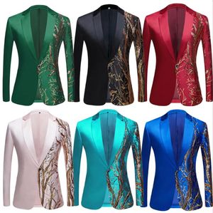 Nieuwe Herenpakken Heren Pailletten Geborduurd Pak Jas Glanzende Bling Glitter Blazer Smoking Bruiloft Stadiumkostuums Nachtclub Prom DJ-jasje