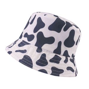 Nieuwe heren zomer katoen ademend emmer hoed vrouwen persoonlijkheid koeien patroon emmer hoed heren mode hoed zon-proof anti-ddos G220418