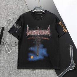 Nouveaux hommes D'été Lâche T-shirt Mode Tendance Pur Coton Manches Courtes De Luxe Lettre Graffiti Motif T-shirt M-3XL