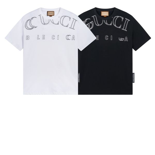 Nouveau T-shirt pour hommes noir et blanc classique lettre graphique mode décontracté hommes et femmes en vrac du même vêtement pur coton taille européenne et américaine