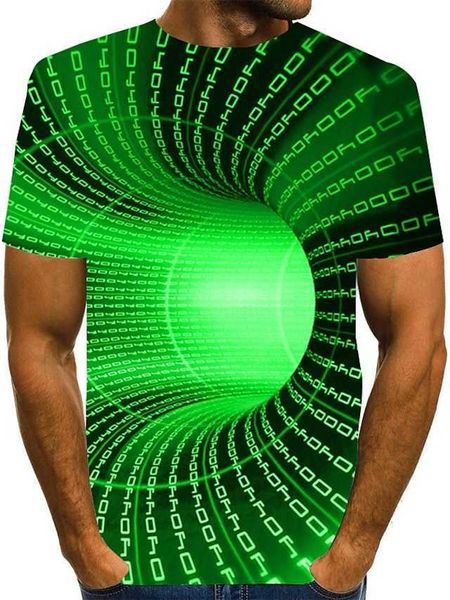 Nuevo Hombre Camiseta Camiseta Gráfico Ilusión óptica 3D Escote Redondo Verde Azul Morado Rosa Amarillo Estampado 3D Tallas Grandes Diario Manga Corta Ropa Básico