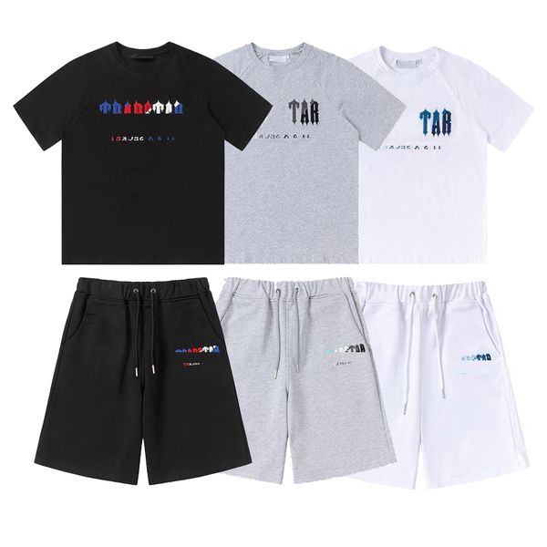 Nuevas camisetas para hombres pistas de pistas Tamisón diseñador bordado letra blanca blanca gris color arco iris de verano moda de algodón cable de algodón
