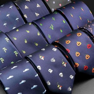 Nouveau Hommes Cravate Classique Crâne Animal Fruits Motif Floral 8cm Jacquard Cravate Accessoires Usage Quotidien Cravat Fête De Mariage Cadeau Y1229