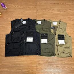 Gilet da uomo nuovi Gilet ampio casual alla moda Tinta unita Decorazione multitasche Gilet da combattimento funzionale