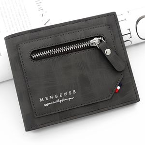 Nouveau portefeuille pour hommes mode portefeuille en cuir PU couture design poche à monnaie zippée poche à trois volets court marque portefeuille portefeuille d'affaires pour hommes