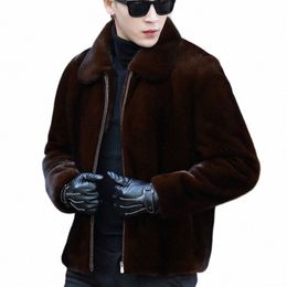 Nieuwe Heren Winterjas Nepbontjas Lg Mouw Tops High-End Luxe Designer Kleding Plus Size Fi Revers jas Met Capuchon S4Ij #