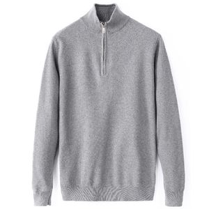 Nouveau pull d'hiver pour hommes pull à tricoter col à fermeture éclair pulls en tricot décontractés pulls longs à fermeture éclair marque célèbre jeunesse automne coton sweat-shirt taille asiatique noël