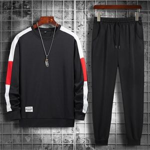 Hommes Ensemble Solide Patchwork Automne Hommes Sportswear Survêtements HoodiesPants 2PCS Ensembles Hip Hop Streetwear Lâche Survêtement 201204