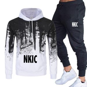 Nouveaux hommes ensemble printemps automne mode hommes survêtement coton confortable deux pièces vêtements de sport décontractés ensemble hommes sweats à capuche pantalon marque LOGO imprimer