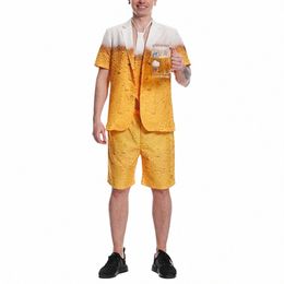 Nouveaux hommes à manches courtes Halen Cosplay Costume de bière Veste Pantalon Funny Humor Bucks Oktoberfest Stag Party Costume Cravate Costume pour hommes R4IS #