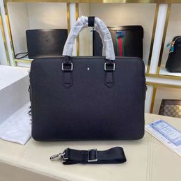 Nieuwe Heren Schouder Aktetas Lederen Designer Handtas Zakelijk Geruite Laptoptas Messenger Bags Totes Heren Lage Computer Handtassen Dubbellaags Rits 39cm