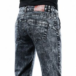 Nieuwe Mannen Skinny Jeans Fi Koreaanse Stijl Wo Sneeuwvlokken Streetwear Slanke Rechte Persality Vintage Mannelijke Denim Broek z7Xm #