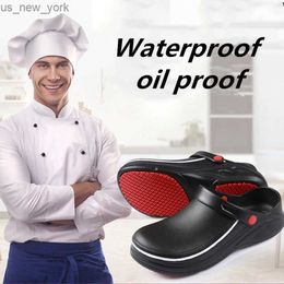 Nouveaux hommes pantoufles antidérapantes sandales imperméables résistant à l'huile cuisine travail cuisinier chaussures chef maître hôtel restaurant pantoufles unisexe L230518