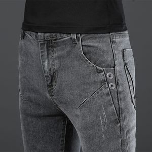 Nouveaux hommes Streetwear Vintage gris Slim Fit Jeans Pantalons Homme Simple Style Coton Haute qualité Casual Straight Denim pantalon CX200727