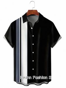 Nieuwe Mannen Zomer Hawaiian Vacati Shirt Casual Stijlvolle Kleding Mannelijke Butt Revers Kraag Shirt Fi Geometrische Print Shirt D6v1 #