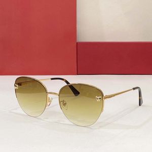 Nouveaux hommes Lunettes de soleil Designer Femme Métal Demi-Cadre Cat Eye Shades Tête de léopard Miroir décoratif Haut de gamme Cartir Lunettes Taille 58 17 145