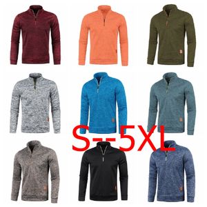 Nouveaux hommes plus épais demi fermeture éclair pulls pull pour homme à capuche homme sweat couleur unie col roulé swewatshirts Jumbo taille S-5XL