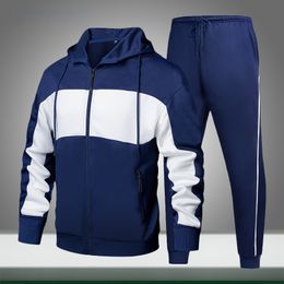 Neue Männer Trainingsanzug Casual Outfit Set Herbst Männlichen Jacken Jogginghose Zwei Stück Sets Fleece Streetwear Sport Anzug Patchwork