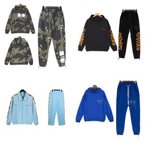 Nouveaux hommes Survêtements Haut de sport + pantalon Costume noir pour hommes Sweats à capuche et pantalons Design de mode Vêtements Costumes de jogging bleus Pull Plus taille Designer Sweatshirts costume zippé