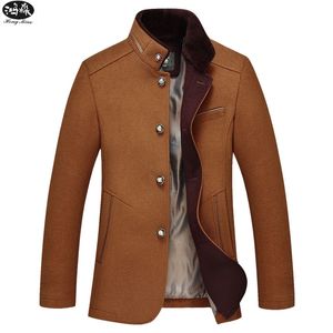 Nieuwe mannen Trenchcoat Mode Herfst Wol Lange Mouw Stand Hals Effen Kleur Single Breasted Casual Coats Plus Size 3 XL