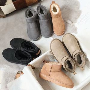 Klassiek Australisch Australië GS U585401 laarzen Short Mini dames sneeuw warm houden man Pluche Schapenvacht Suède kastanje grijs Vol bont Pluizig harig Enkel uggs wgg Booties