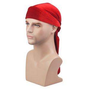 Nuevos Hombres Mujeres Bandana Velvet Turban Hat Durag Hip Hop Headwear Head Scarf Pirate Hatlong Headwrap Cap Pirate Hat para hombres y mujeres
