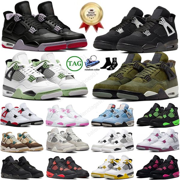 Nouveaux hommes femmes chaussure de basket-ball 4s Designer Jumpman 4 Black Cat Jaune Thunder Canyon Violet Rouge Ciment Université Bleu Runner Frozen Moments Formateurs Grande Taille 13