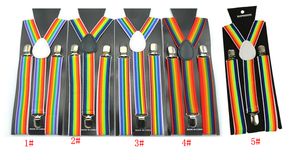 New Men Women Boys Girls Suspenders Red White Rainbow Colorful Striped Suspender Suspensorio Adult Kids Y-back Braces