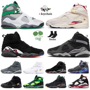 2024 Jump de haute qualité 8s Chaussures de panier de créateur pour hommes 8 Gunsmoke South Beach Black Cement Aqua Chrome Man Sneakers extérieurs Jogging Trainers Taille 13