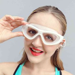 Nieuwe mannen vrouwen professionele zwembril waterdichte zachte siliconen transparante bril zwemmen eyewear anti-fog UV volwassen G220422