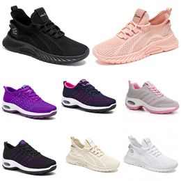 Nieuwe mannen dames schoenen wandelen Running Flat Shoes Soft Sole Fashion Purple White Black Comfortabele sportkleur Blokkering Q10-1 GAI