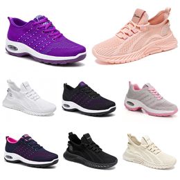 Nouveaux hommes femmes chaussures randonnée course chaussures plates semelle souple mode violet blanc noir confortable sport couleur blocage Q68-1 GAI
