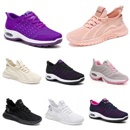 Nieuwe mannen dames schoenen wandelen Running Flat Shoes Soft Sole Fashion Purple White Black Comfortabele sportkleur Blokkering Q55 GAI