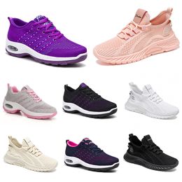 Nouveaux hommes Chaussures pour femmes randonnées courir chaussures plats softs sole mode violet blanc noir confortable sport couleur bloquer q39 gai