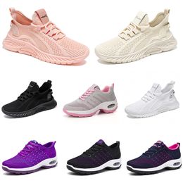 Nieuwe mannen dames schoenen wandelen Running Flat Shoes Soft Sole Fashion Purple White Black Comfortabele sportkleur Blokkering Q34 GAI