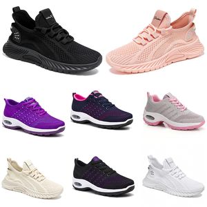 Nieuwe mannen dames schoenen wandelen Running Flat Shoes Soft Sole Fashion Purple White Black Comfortabele sportkleur Blokkering Q11-1 GAI