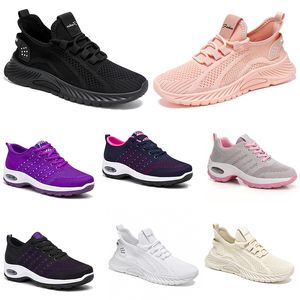 Nieuwe mannen dames schoenen wandelen Running Flat Shoes Soft Sole Fashion Purple White Black Comfortabele sportkleur Blokkering Q9-1 GAI