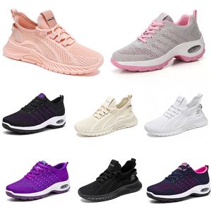 Nieuwe mannen dames schoenen wandelen Running Flat Shoes Soft Sole Fashion Purple White Black Comfortabele sportkleur Blokkering Q40 GAI